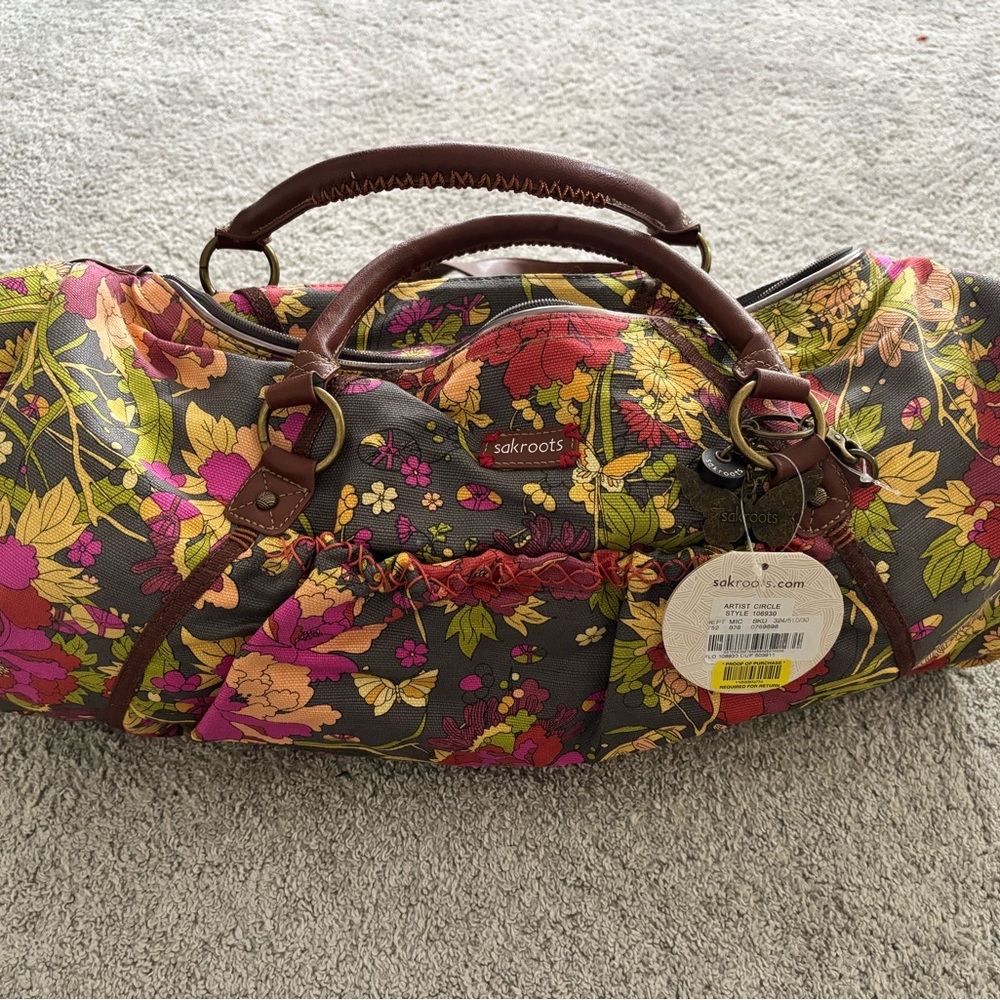 Sakroots Women's Travel Bag - Pink, Yellow, Brown Floral